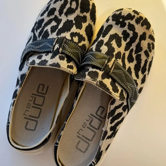 “Hey Dude” Black Cheetah-Leopard Print Slip-On “Nora Mule”Women's Shoes - Picture 5 of 8